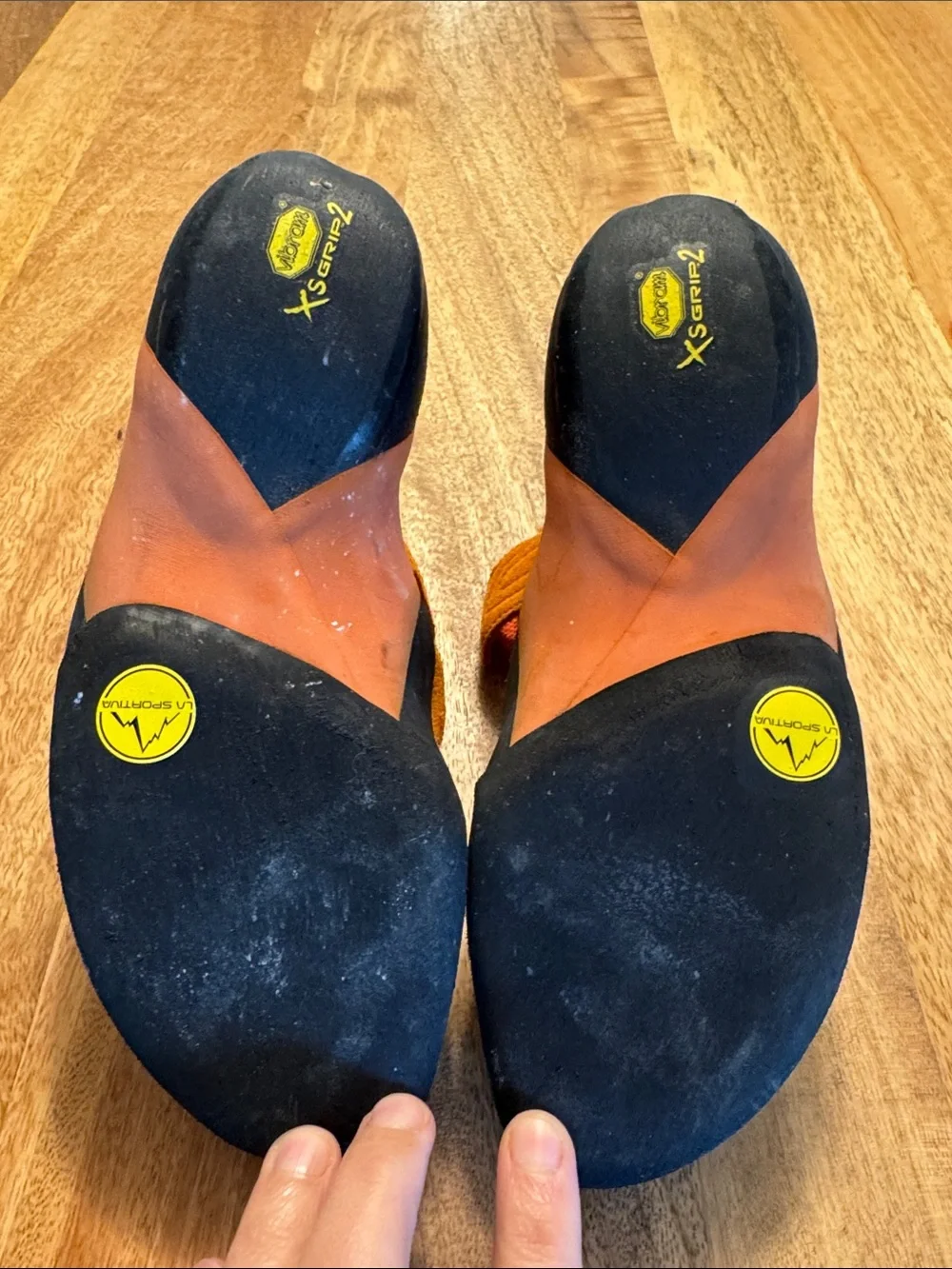 La Sportiva Orange and Black Python Climbing Shoes - like new